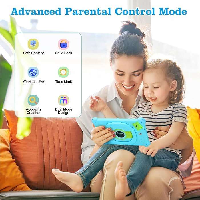 Trayoo Kids Tablet, 7 inch Tablets for Kids, 32GB Toddler Tablet with Case Included, Parental Control, Dual Camera, GMS, WiFi (Blue) - Image 4