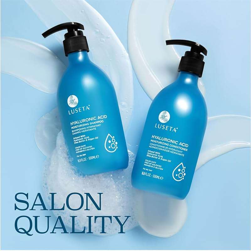 Luseta Deep Hydrating Hyaluronic Acid Shampoo and Conditioner Set for Dry Damaged Hair - Sulfate Free Moisturizing Hair Care with Shea Butter & Avocado Oil, Paraben-Free - 2 x 16.9oz - Image 7