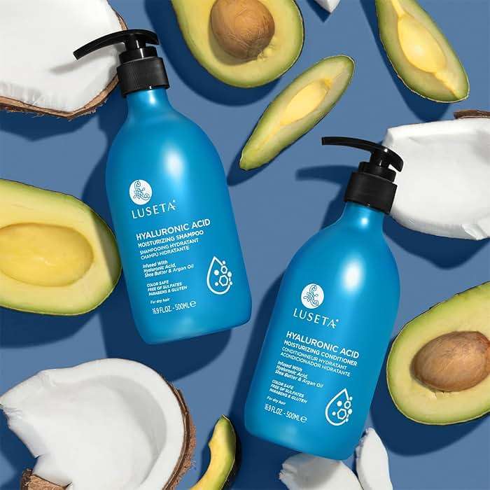 Luseta Deep Hydrating Hyaluronic Acid Shampoo and Conditioner Set for Dry Damaged Hair - Sulfate Free Moisturizing Hair Care with Shea Butter & Avocado Oil, Paraben-Free - 2 x 16.9oz - Image 8