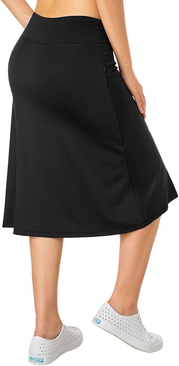 Women's Midi Knee Length Skirts with Zipper Pockets,26" Athletic Long Skorts for Women Athletic Swim Skirts - Image 3