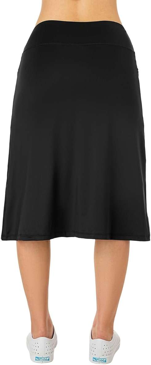 Women's Midi Knee Length Skirts with Zipper Pockets,26" Athletic Long Skorts for Women Athletic Swim Skirts - Image 4