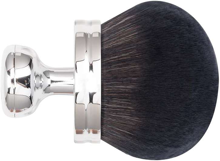 Blend & Blur Extra Large Body Makeup Brush for Self Tanner,Leg Makeup & Bronzer Self Tan Applicator, 3.2inch Wide Round Head Kabuki Brush For Application with Drawstring Bag (Silver - Black) - Image 1