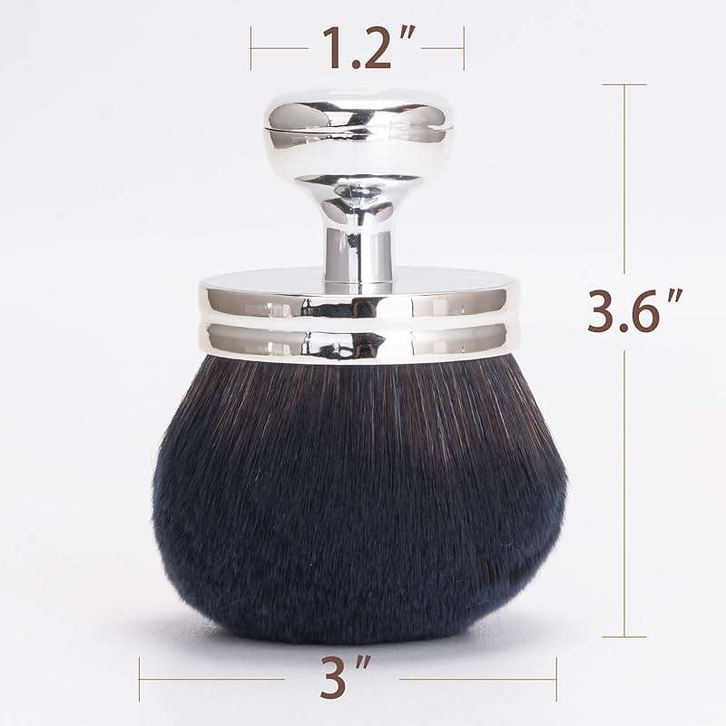 Blend & Blur Extra Large Body Makeup Brush for Self Tanner,Leg Makeup & Bronzer Self Tan Applicator, 3.2inch Wide Round Head Kabuki Brush For Application with Drawstring Bag (Silver - Black) - Image 2