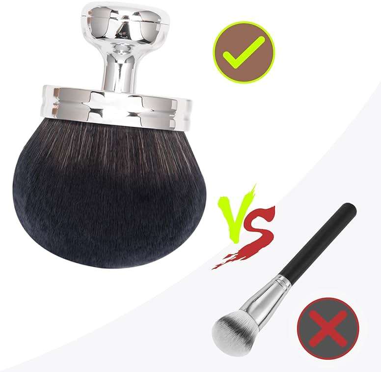 Blend & Blur Extra Large Body Makeup Brush for Self Tanner,Leg Makeup & Bronzer Self Tan Applicator, 3.2inch Wide Round Head Kabuki Brush For Application with Drawstring Bag (Silver - Black) - Image 3