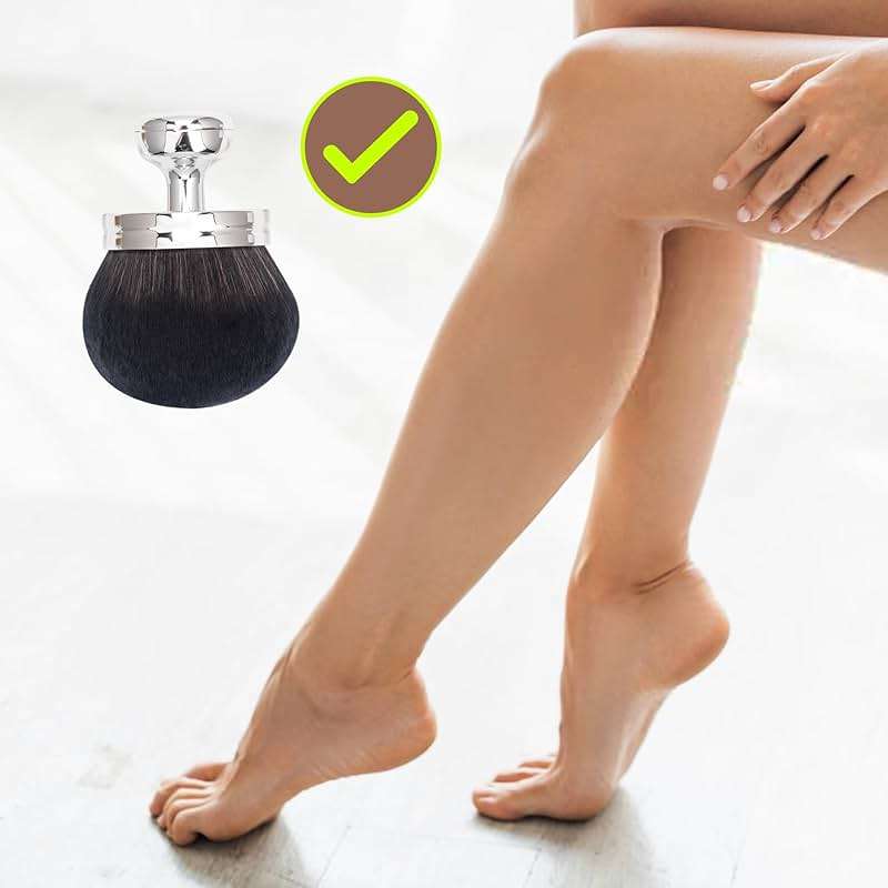 Blend & Blur Extra Large Body Makeup Brush for Self Tanner,Leg Makeup & Bronzer Self Tan Applicator, 3.2inch Wide Round Head Kabuki Brush For Application with Drawstring Bag (Silver - Black) - Image 5