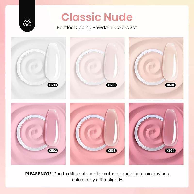 Beetles Dip Powder Set, 6 Colors Jelly Pink Nude Milky Translucent Powder Dipping Set for All Seasons, Summer Starter Manicure DIY Art at Home, No Need Nail Lamp Cured Gifts for Women - Image 2