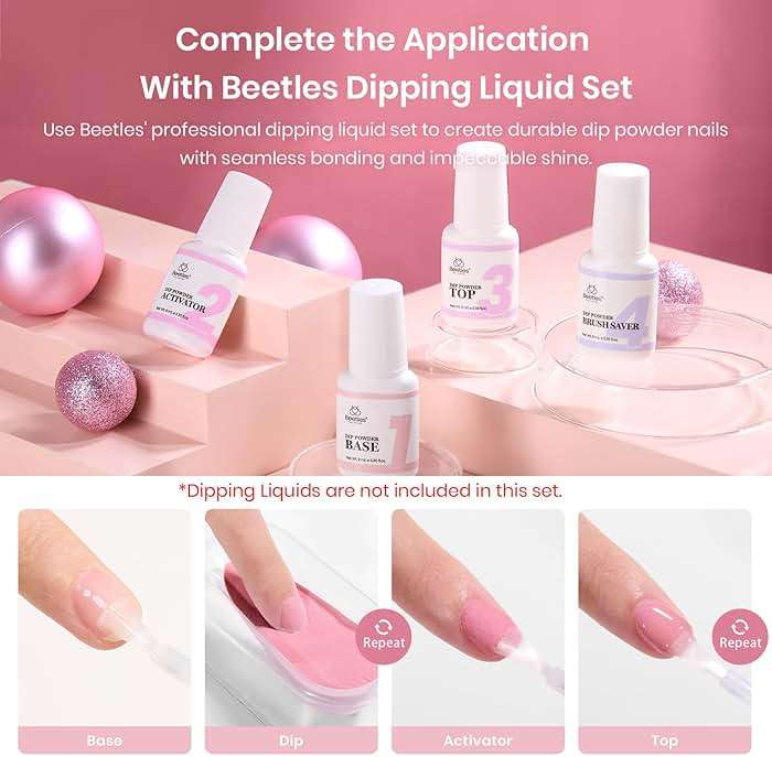 Beetles Dip Powder Set, 6 Colors Jelly Pink Nude Milky Translucent Powder Dipping Set for All Seasons, Summer Starter Manicure DIY Art at Home, No Need Nail Lamp Cured Gifts for Women - Image 3