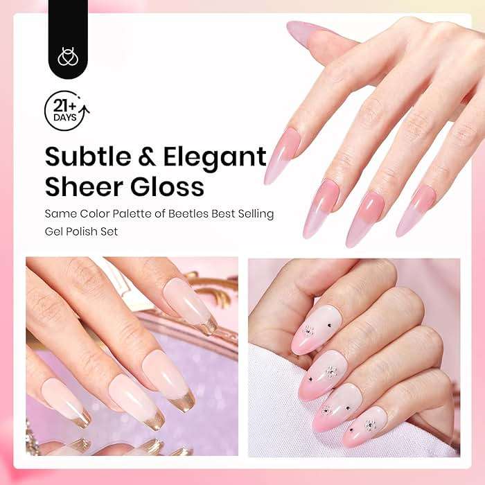 Beetles Dip Powder Set, 6 Colors Jelly Pink Nude Milky Translucent Powder Dipping Set for All Seasons, Summer Starter Manicure DIY Art at Home, No Need Nail Lamp Cured Gifts for Women - Image 4
