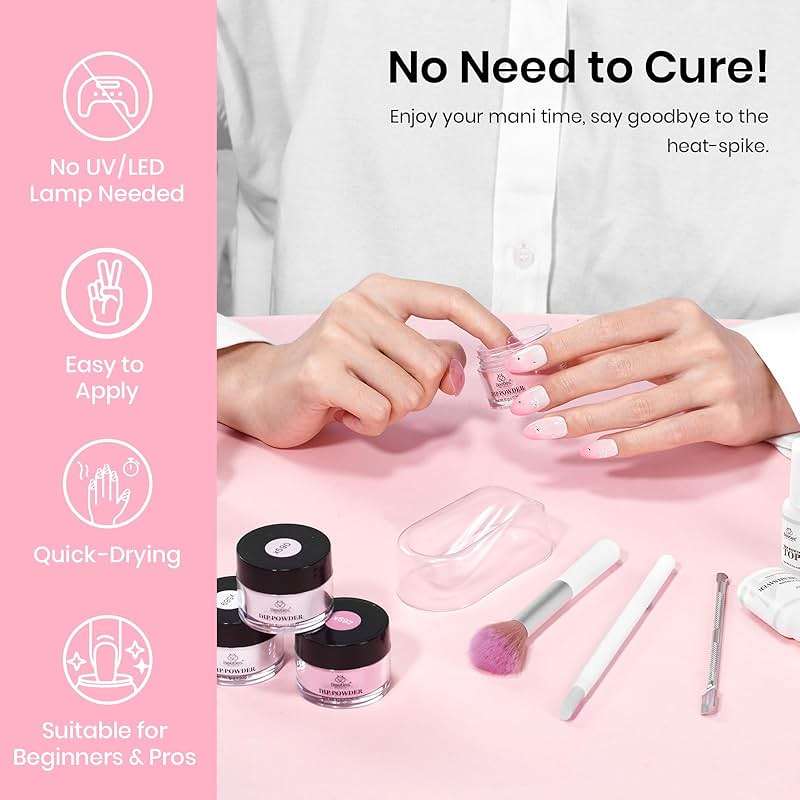 Beetles Dip Powder Set, 6 Colors Jelly Pink Nude Milky Translucent Powder Dipping Set for All Seasons, Summer Starter Manicure DIY Art at Home, No Need Nail Lamp Cured Gifts for Women - Image 6