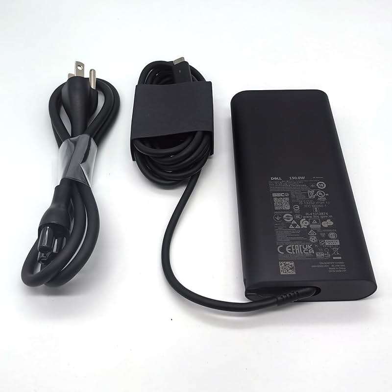Dell Laptop Charger GAN 130W USB C Type C AC Adapter,Alienware X14 X14 R2, Inspiron 16 Plus 7620 7630, Precision 3470 3480 3570 3571 3580 3581 5470 5480 5570 AC Charger, Balck, HA130PM170 - Image 1
