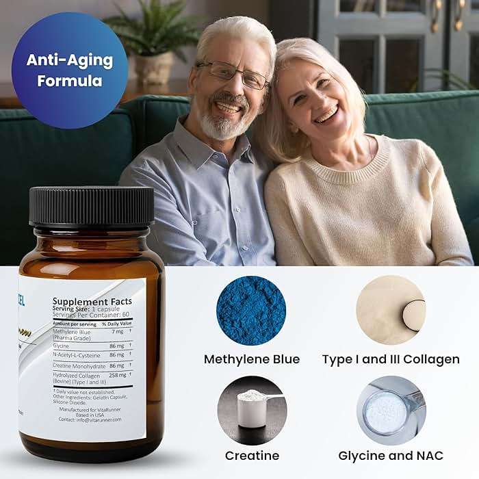 Nutricel Supplements Methylene Blue Capsules with Added Glycine + NAC (GlyNAC), Collagen, and Creatine - Trusted Made in America - 7mg (USP Grade) - Third Party Tested (60ct) - Image 7
