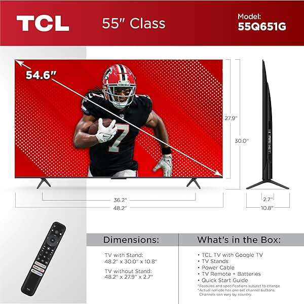 TCL 55-Inch Q65 QLED 4K UHD Smart TV with Google TV (55Q651G, 2024 Model) Dolby Vision, Dolby Atmos, HDR Pro+, Game Accelerator Enhanced Gaming, Voice Remote, Works with Alexa, Streaming Television - Image 3