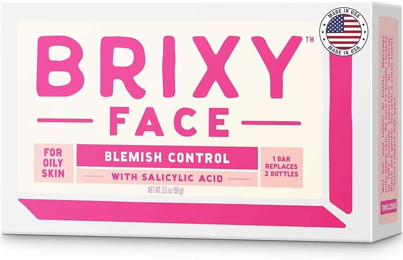 BRIXY Blemish Control Facial Cleansing Bar – Salicylic Acid Unclogs Pores And Balances Natural Oils, Ceramides and Niacinamide Promote Heathy Skin Barrier, pH Balanced, Soap Free, Vegan - Image 1