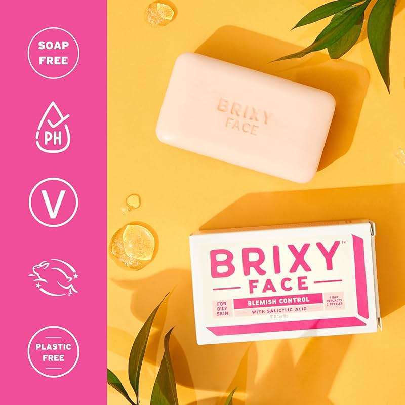 BRIXY Blemish Control Facial Cleansing Bar – Salicylic Acid Unclogs Pores And Balances Natural Oils, Ceramides and Niacinamide Promote Heathy Skin Barrier, pH Balanced, Soap Free, Vegan - Image 6