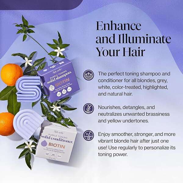 Kitsch Toning Purple Shampoo & Conditioner Bar Set For Blondes & Color Treated Hair - With Biotin for Strengthening & Neutralizing Brassy Tones - Vegan, Silicone & Sulfate Free - Image 2