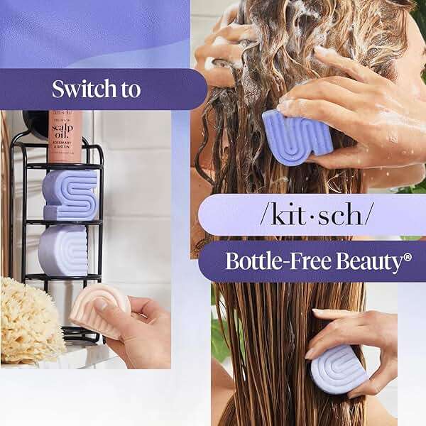 Kitsch Toning Purple Shampoo & Conditioner Bar Set For Blondes & Color Treated Hair - With Biotin for Strengthening & Neutralizing Brassy Tones - Vegan, Silicone & Sulfate Free - Image 6