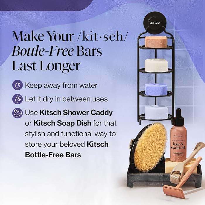 Kitsch Toning Purple Shampoo & Conditioner Bar Set For Blondes & Color Treated Hair - With Biotin for Strengthening & Neutralizing Brassy Tones - Vegan, Silicone & Sulfate Free - Image 8