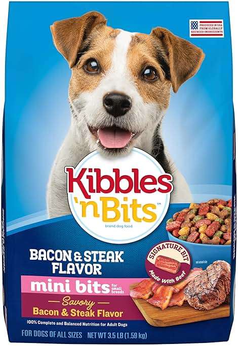 Kibbles 'n Bits Mini Bits Small Breed Dry Dog Food, Savory Bacon & Steak Flavor for Adult Dogs, 3.5 lb. Bag - Image 1