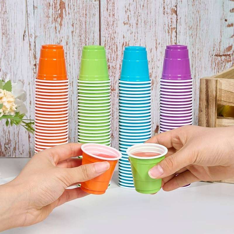 Lilymicky 300 Count 2 oz Plastic Shot Glasses, Mini Disposable Shot Cups, 2 oz Assorted Color Shot Cups for Parties, Shooting Games - Image 2