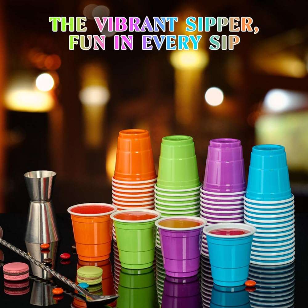 Lilymicky 300 Count 2 oz Plastic Shot Glasses, Mini Disposable Shot Cups, 2 oz Assorted Color Shot Cups for Parties, Shooting Games - Image 4