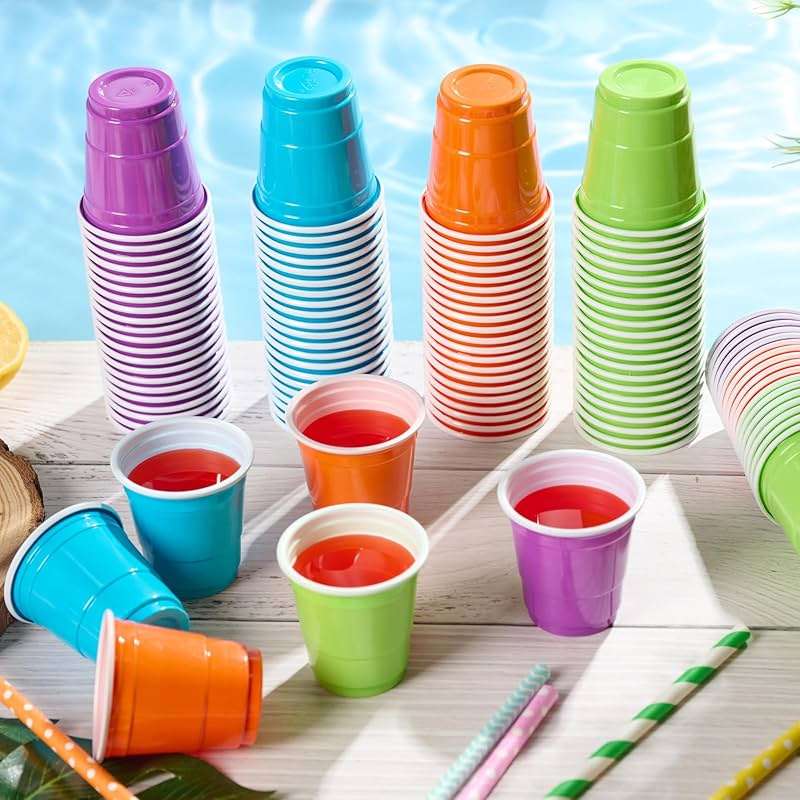 Lilymicky 300 Count 2 oz Plastic Shot Glasses, Mini Disposable Shot Cups, 2 oz Assorted Color Shot Cups for Parties, Shooting Games - Image 5