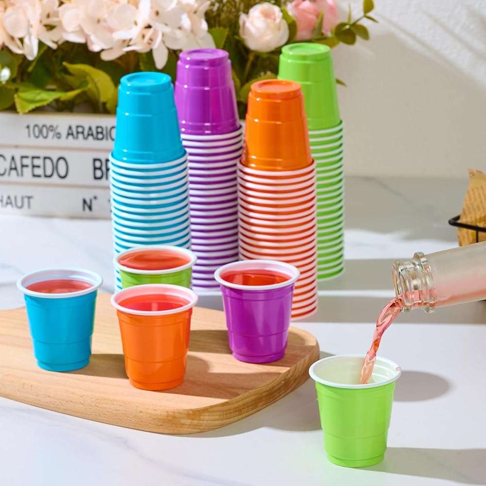 Lilymicky 300 Count 2 oz Plastic Shot Glasses, Mini Disposable Shot Cups, 2 oz Assorted Color Shot Cups for Parties, Shooting Games - Image 7