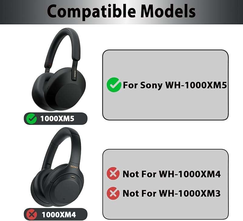 Adhiper XM5 Replacement Ear Pads Cushions for Sony WH-1000XM5(WH1000XM5) Noise Canceling Headphones, Upgraded Cooling Gel Earpads with Soft Memory Foam, XM5 Earpads Replacement(Black) - Image 2