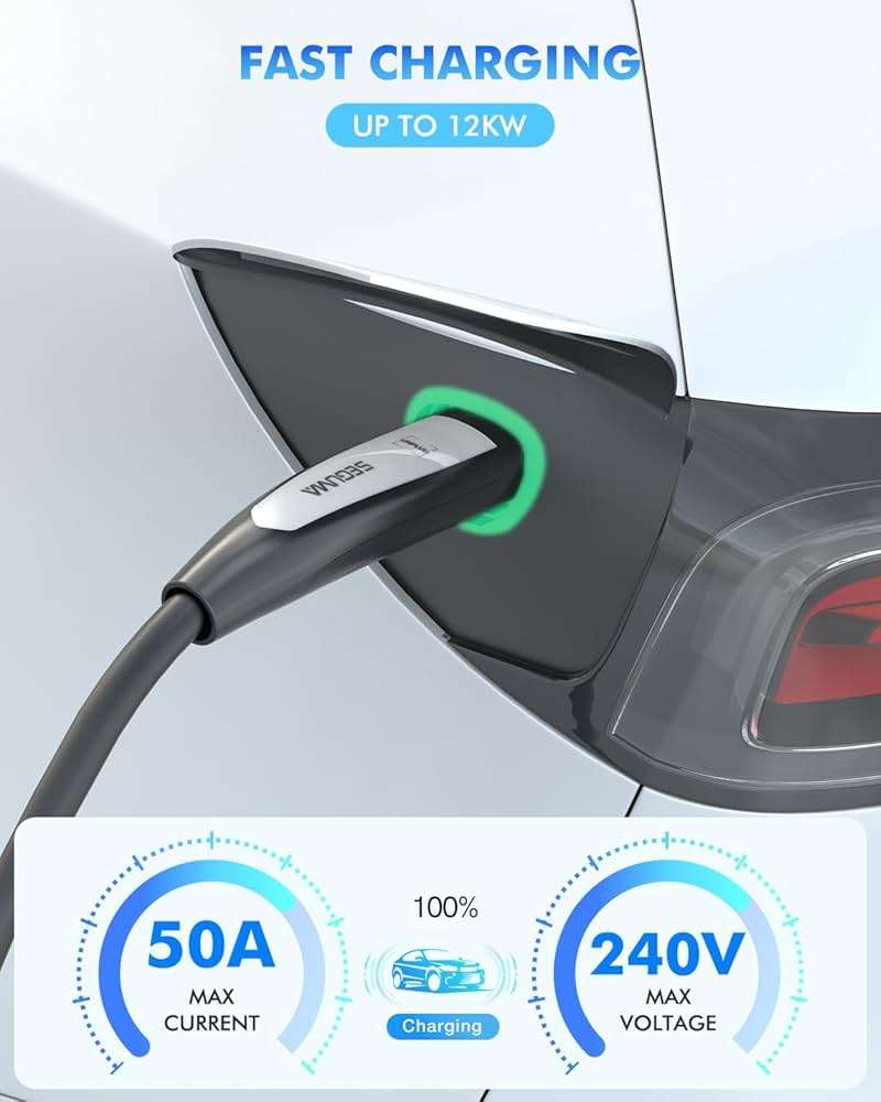 SEGUMA EV Charger Extension Cable for Tesla, Up to 50A 21FT 240V 12KW NACS Extension Cable for Level 1&2 NACS Charger,Tesla Wall Connector, Tesla Extension Cord for Model Y/X/3/S - Image 2