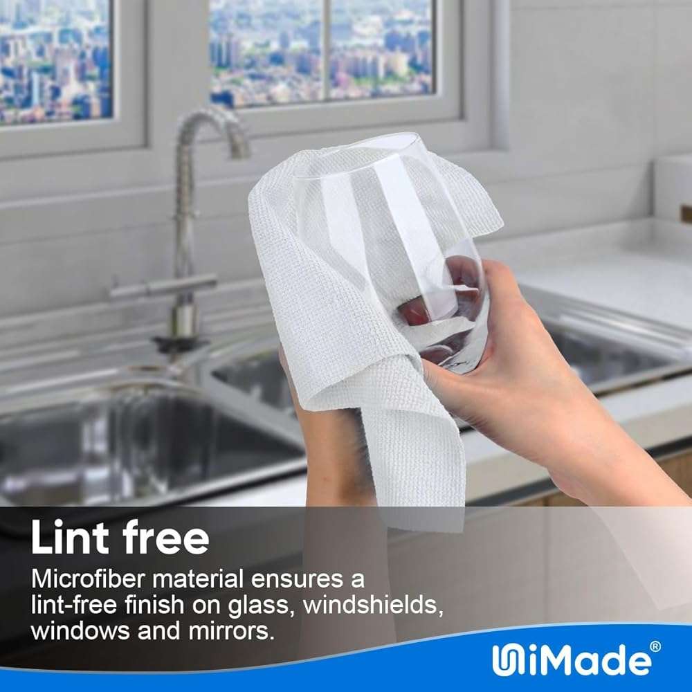 UNIMADE Shop Towel Rags, 50 Pack Reusable Shop Rags Bulk Microfiber Cleaning Cloth Lint Free Cleaning Towels for Car Kitchen Automotive Bar Mechanic Restaurant Garage, 11.5"x 11.5", White - Image 4