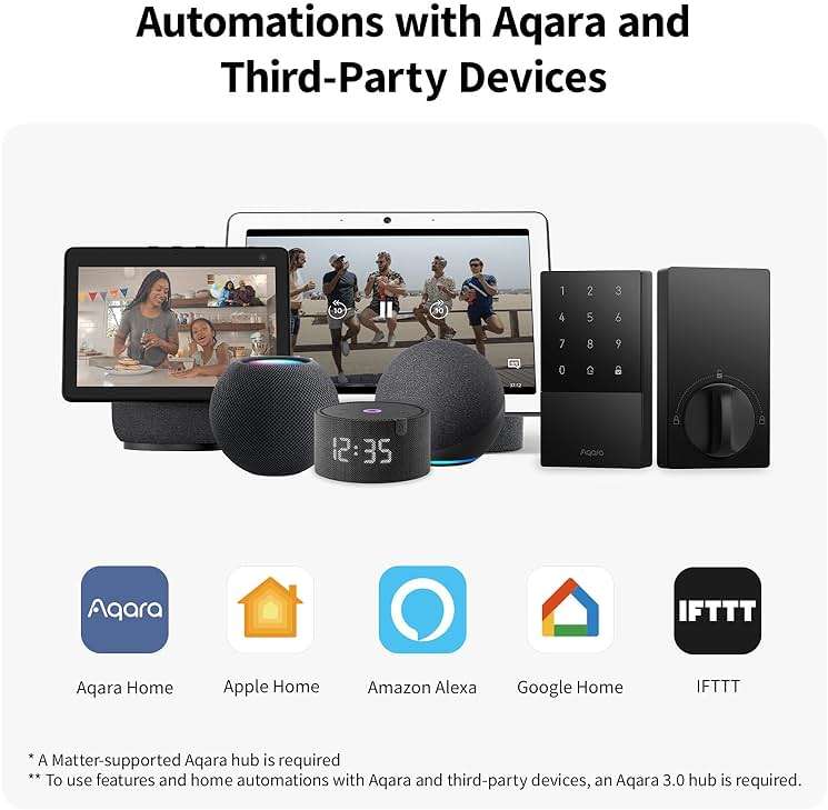 Aqara Smart Lock U50, Keyless Entry Door Lock with Apple Home Key, Bluetooth Deadbolt Lock, App Remote Control, Supports Apple HomeKit, Matter, Google Home, Alexa, IFTTT, Black - Image 3