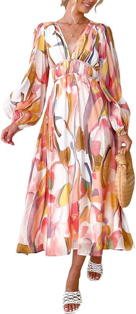 Maxigerui Women's Long Sleeve Floral Maxi Dress 2026 Spring Summer Wedding Guest Dress - Image 1