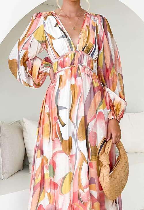 Maxigerui Women's Long Sleeve Floral Maxi Dress 2026 Spring Summer Wedding Guest Dress - Image 2