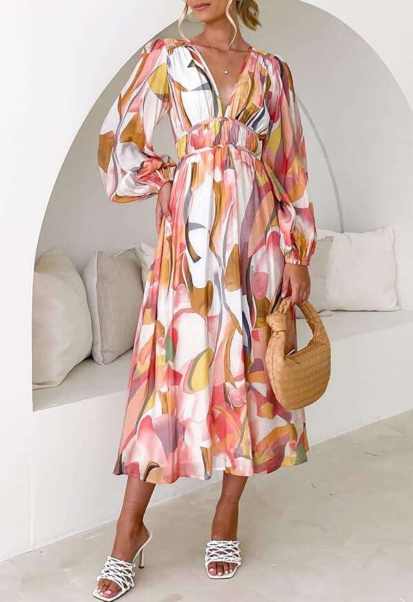 Maxigerui Women's Long Sleeve Floral Maxi Dress 2026 Spring Summer Wedding Guest Dress - Image 3