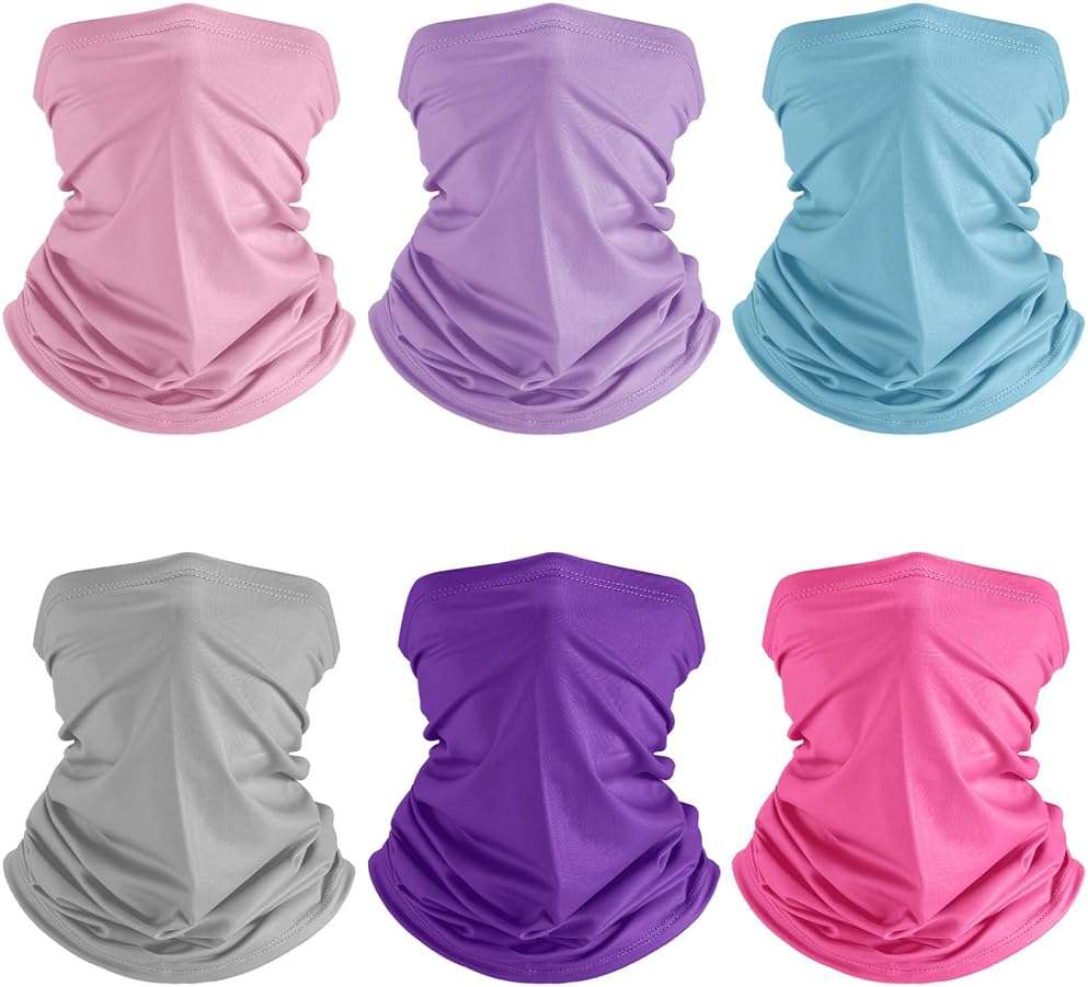 Geyoga 6 Pieces Summer UV Protection Cooling Neck Gaiter Face Clothing Neck Gaiter Mask Scarf Sunscreen Breathable Bandana - Image 1