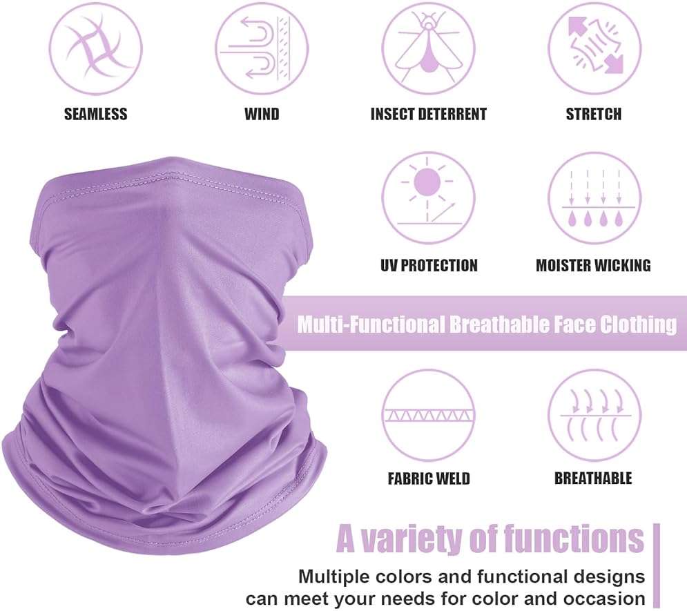 Geyoga 6 Pieces Summer UV Protection Cooling Neck Gaiter Face Clothing Neck Gaiter Mask Scarf Sunscreen Breathable Bandana - Image 2