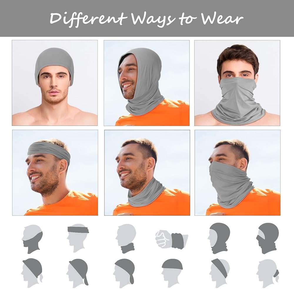 Geyoga 6 Pieces Summer UV Protection Cooling Neck Gaiter Face Clothing Neck Gaiter Mask Scarf Sunscreen Breathable Bandana - Image 5