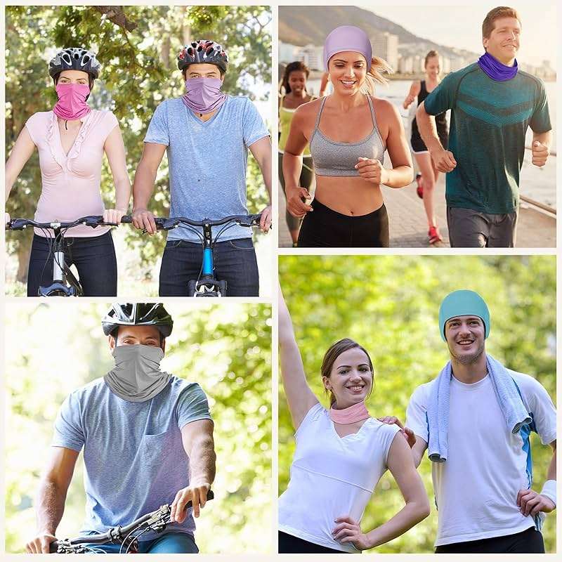 Geyoga 6 Pieces Summer UV Protection Cooling Neck Gaiter Face Clothing Neck Gaiter Mask Scarf Sunscreen Breathable Bandana - Image 6