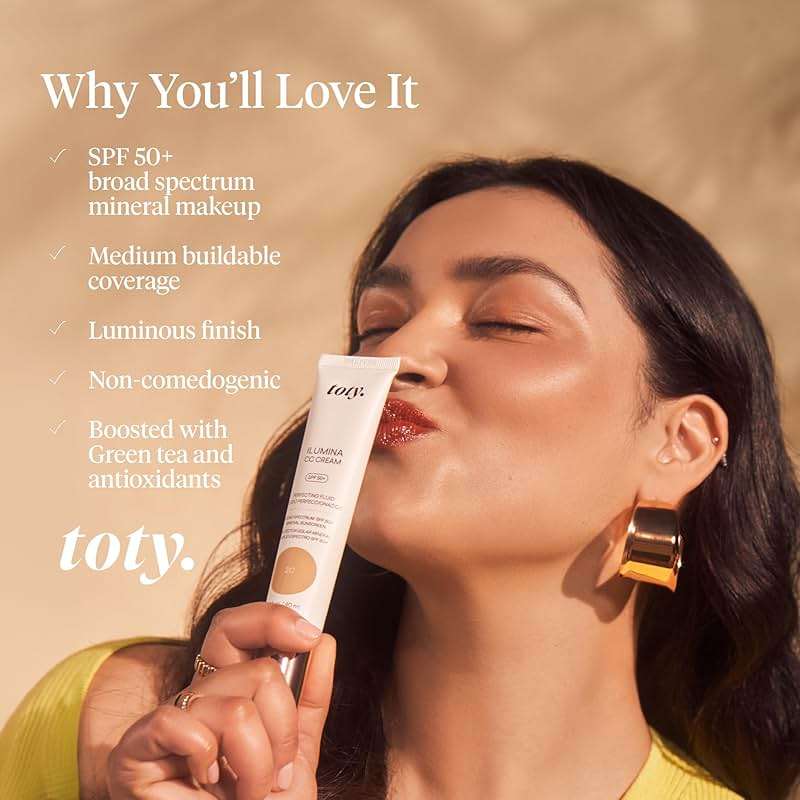 Toty by Sofia Vergara - lumina CC Cream SPF 50+, 100% Mineral Color Correcting Cream - Medium Coverage Foundation & Broad Spectrum Sunscreen for Face - Non Comedogenic - 4W WARM CARAMEL - Image 6