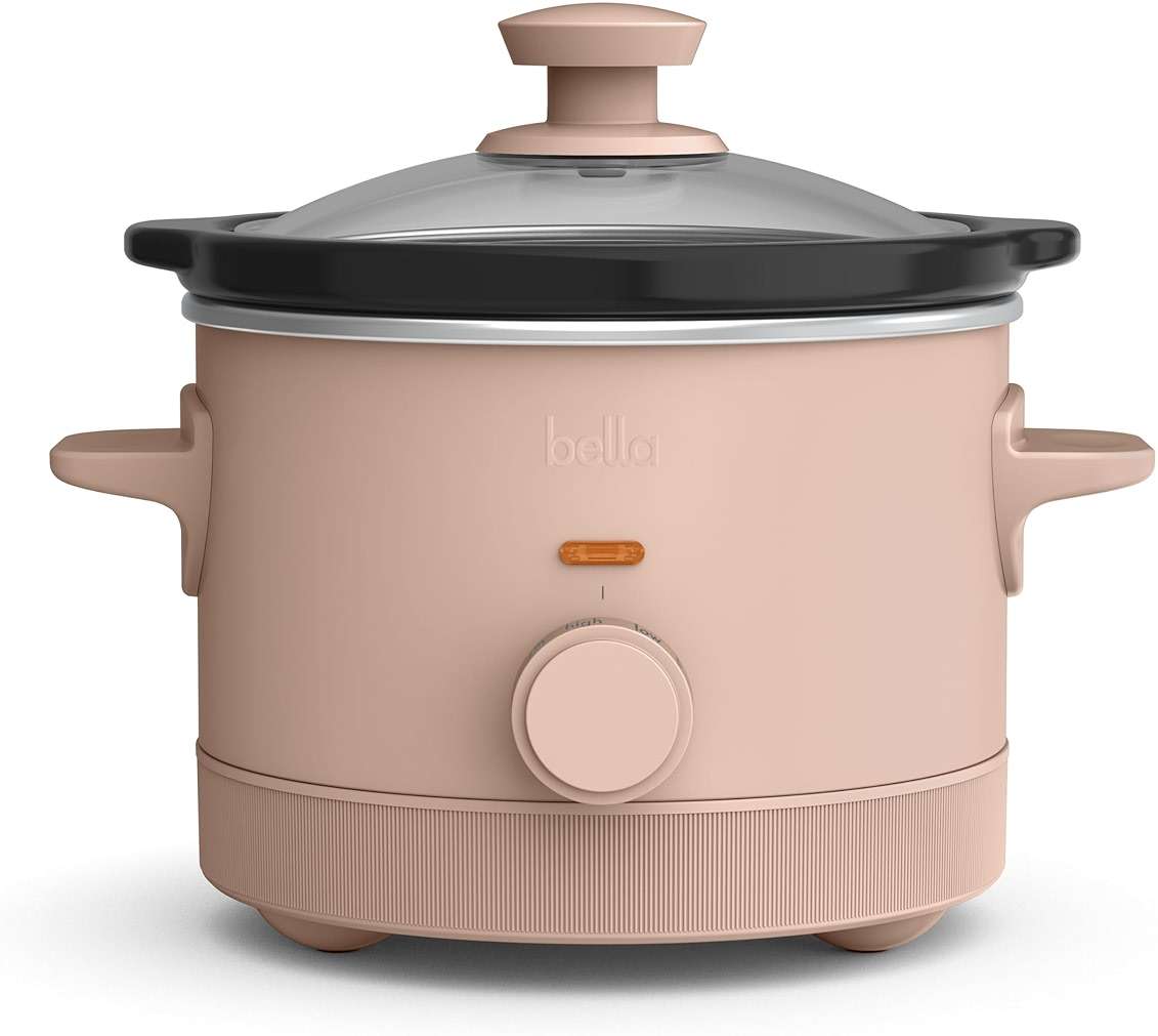 bella 1.5 Qt Slow Cooker with 3 Heat Manual Control, Ceramic Nonstick Coating, Dishwasher Safe Stoneware Pot and Tempered Glass Lid, Tangle Free Cord Wrap & Cool Touch Handles, Blossom - Image 1