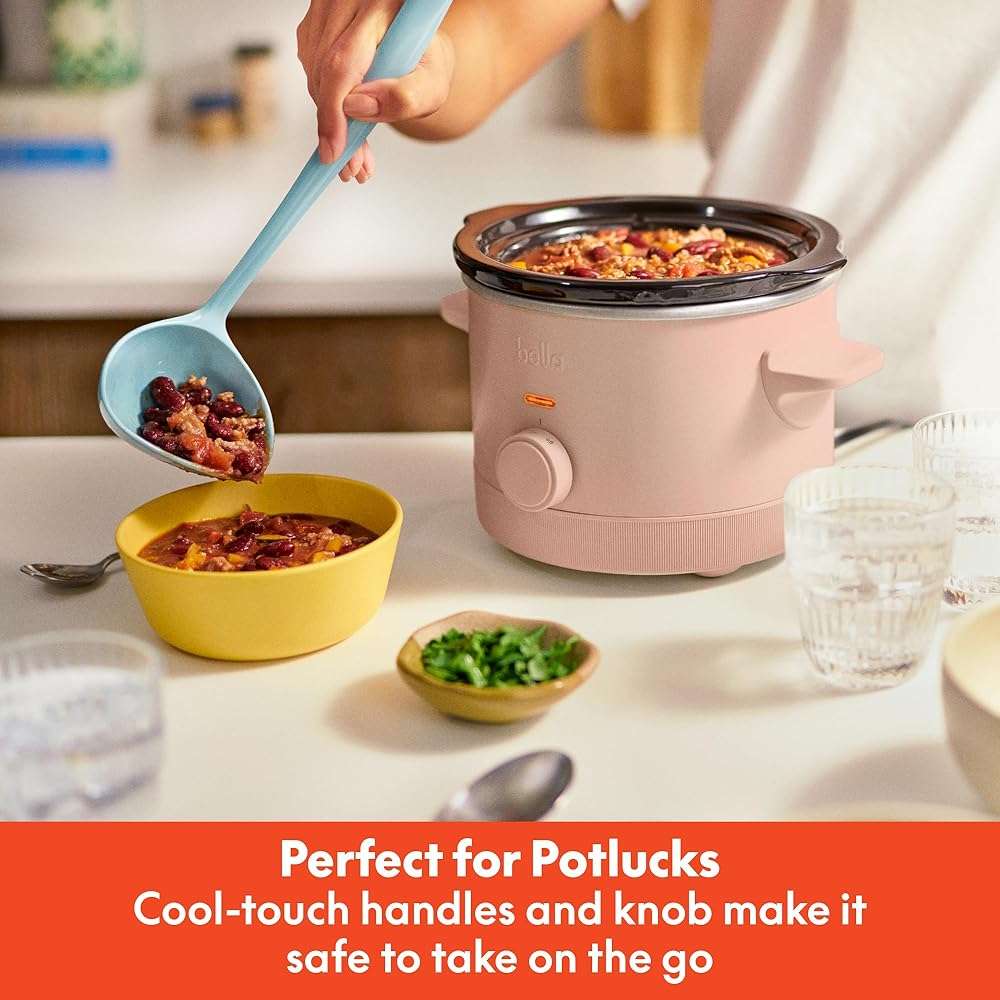bella 1.5 Qt Slow Cooker with 3 Heat Manual Control, Ceramic Nonstick Coating, Dishwasher Safe Stoneware Pot and Tempered Glass Lid, Tangle Free Cord Wrap & Cool Touch Handles, Blossom - Image 2