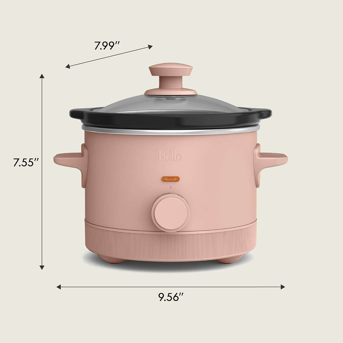 bella 1.5 Qt Slow Cooker with 3 Heat Manual Control, Ceramic Nonstick Coating, Dishwasher Safe Stoneware Pot and Tempered Glass Lid, Tangle Free Cord Wrap & Cool Touch Handles, Blossom - Image 3