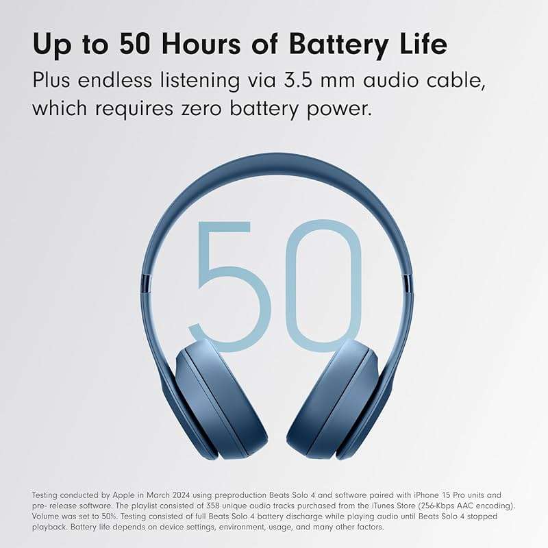 Beats Solo 4 - Wireless On-Ear Bluetooth Headphones, Up to 50-Hour Battery Life, Ultra-Lightweight Comfort, Powerful and Balanced Sound, Apple & Android Compatible - Slate Blue - Image 4