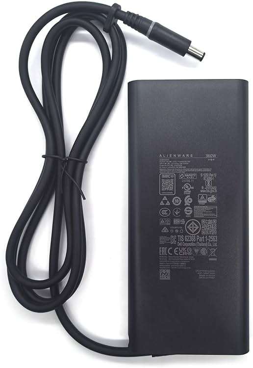 Dell Alienware GAN Laptop Charger 360W Barrel 7.4mm tip,Aliemware M18 X16 M16 X17 R2 AC Adapter, Black, LA360PM230 - Image 3
