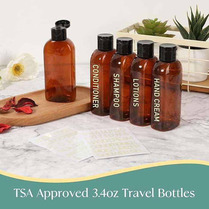 5 Pack Travel Bottles for Toiletries, 3.4oz TSA Approved Travel Size Containers, Leak Proof Refillable Travel Accessories for Shampoo Conditioner, Plastic Travel Bottles with Toiletry Bag and Label. - Image 2