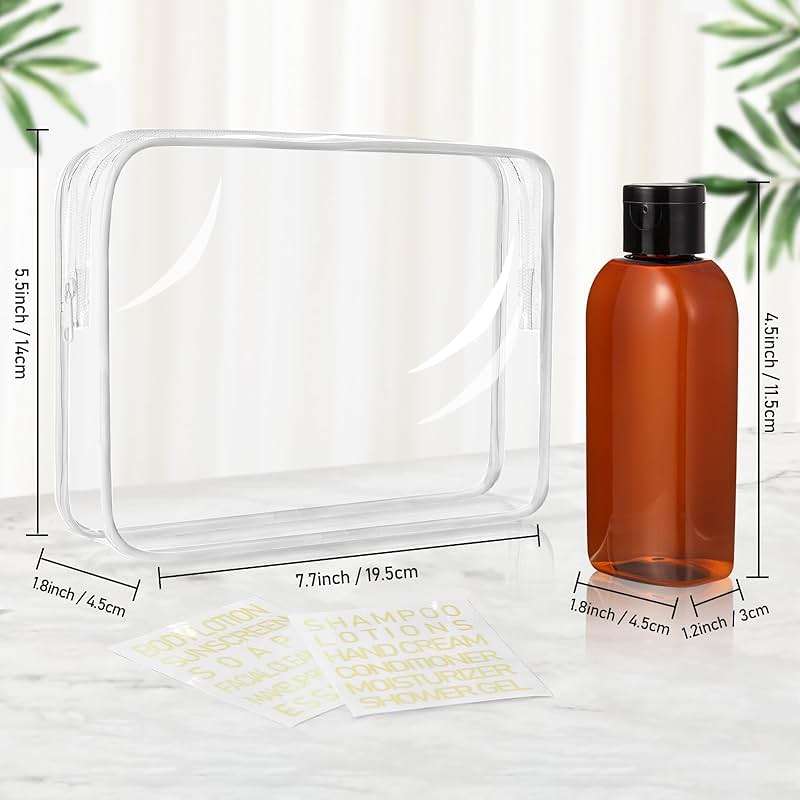 5 Pack Travel Bottles for Toiletries, 3.4oz TSA Approved Travel Size Containers, Leak Proof Refillable Travel Accessories for Shampoo Conditioner, Plastic Travel Bottles with Toiletry Bag and Label. - Image 3