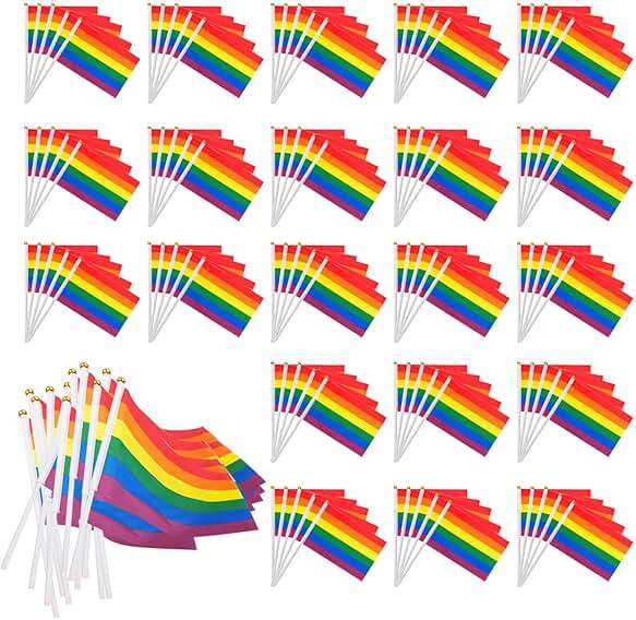 1000 Pack Rainbow Pride Flag LGBT Rainbow Mini Handheld Small Parade Flag Holiday Supplies for Gay and Lesbian Outdoor Parades Decorations - Image 1