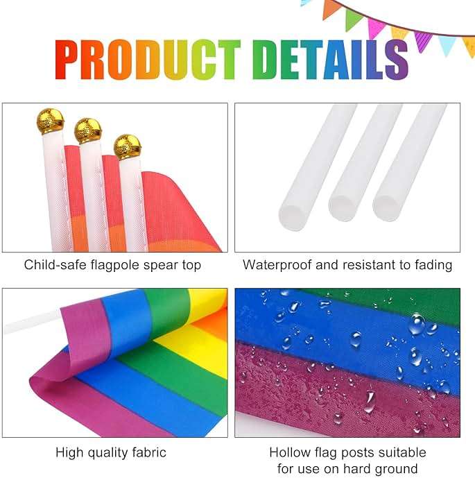 1000 Pack Rainbow Pride Flag LGBT Rainbow Mini Handheld Small Parade Flag Holiday Supplies for Gay and Lesbian Outdoor Parades Decorations - Image 3