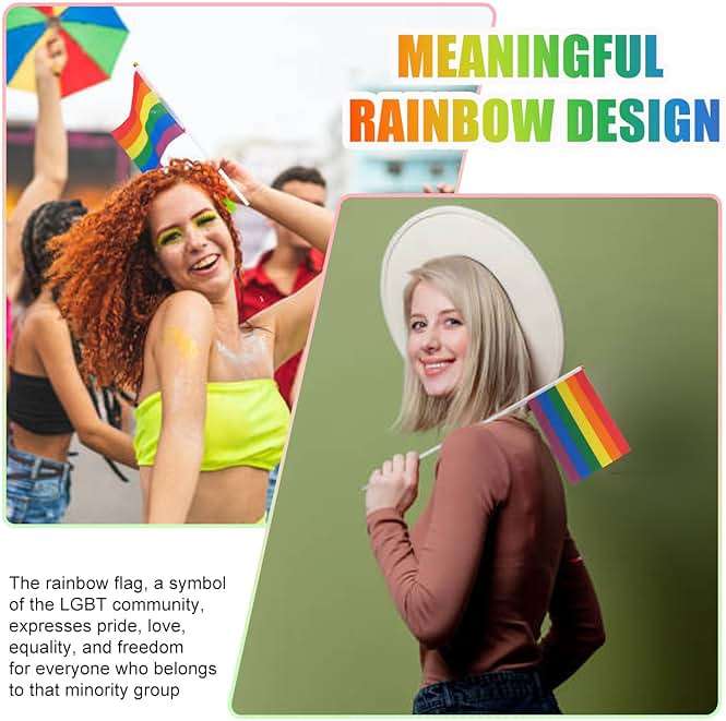 1000 Pack Rainbow Pride Flag LGBT Rainbow Mini Handheld Small Parade Flag Holiday Supplies for Gay and Lesbian Outdoor Parades Decorations - Image 5