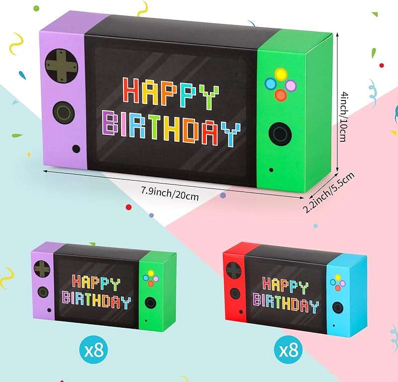 Adecortalk Video Game Party Favor Boxes 16 Pcs Gamer On Theme Gifts Boxes Happy Birthday Party Favor Boxes for Boys Kid Birthday Decorations Video Game Goodie Candy Treat Bags Gamer Party Supplies - Image 2
