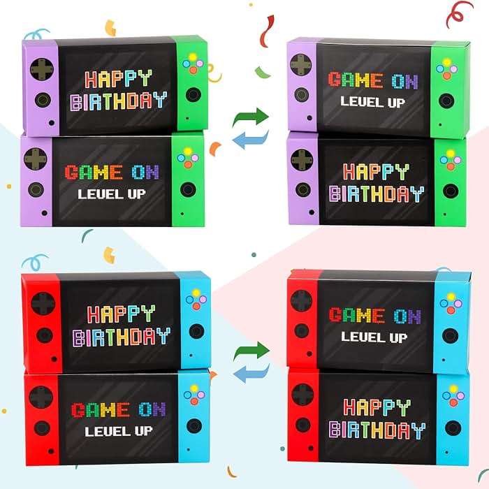 Adecortalk Video Game Party Favor Boxes 16 Pcs Gamer On Theme Gifts Boxes Happy Birthday Party Favor Boxes for Boys Kid Birthday Decorations Video Game Goodie Candy Treat Bags Gamer Party Supplies - Image 5